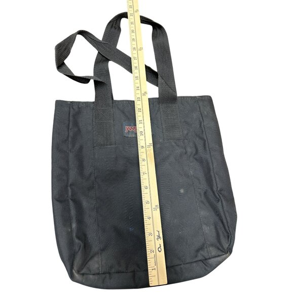 Jansport Black Canvas Tote Bag With Polka Dot Interior - Picture 2 of 4